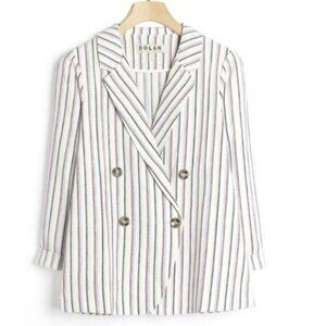 Anthropologie Dolan Left‎ Coast Anna Double Breasted Linen Striped Blazer Medium